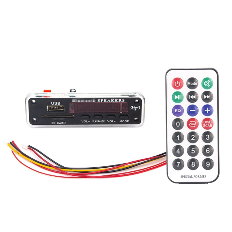 Car audio MP3 player decoder board with USB and SD inputs and infrared remote