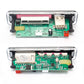 Car audio MP3 player decoder board, exposed connectors and green PCB inside casing