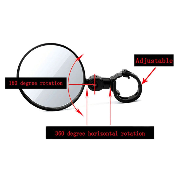 Bicycle rearview mirror with adjustable rotating mount for handlebar installation.