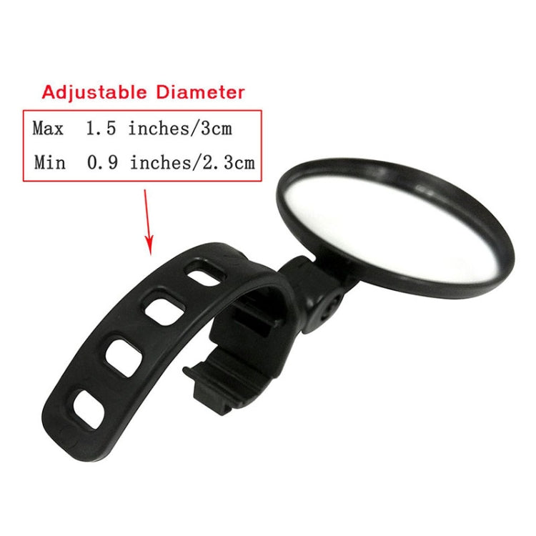 Bicycle rearview mirror with adjustable diameter clamp for handlebar mounting.