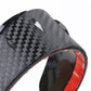 Close-up of black carbon-textured rearview mirror rain blade cover