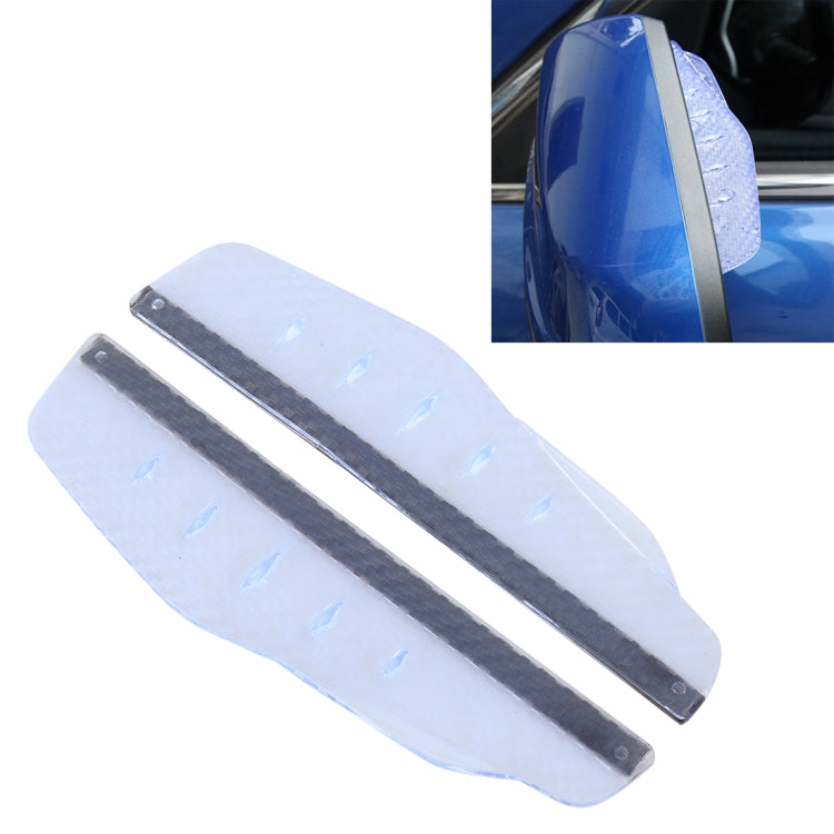 Set of transparent rearview mirror rain blades with black mounting strips, 2-pack