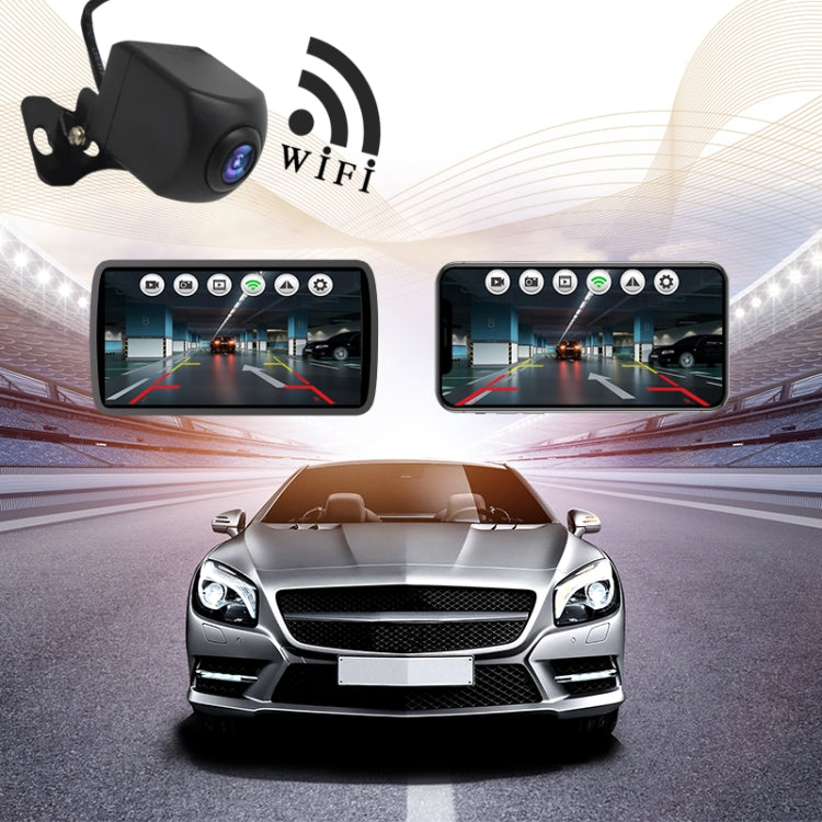 WiFi rear view backup camera with cable and dual in-car display screens