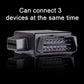 OBD2 16-pin splitter adapter with visible port sockets for connecting devices