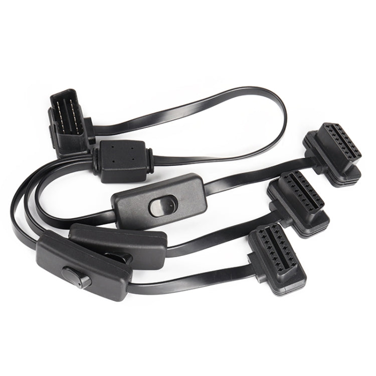 OBD2 16-pin extended cable set with switch, three plug adapters and multiple ports