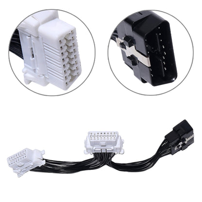 OBD2 diagnostic extended cable with white 16-pin connector and black wiring harness