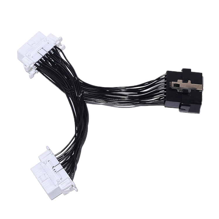 OBD2 diagnostic extended cable with black plug to white 16-pin connector, wire leads