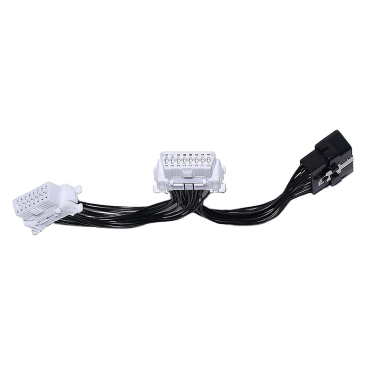 OBD2 diagnostic extended cable with two ends and central white 16-pin connector block
