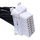 White 16-pin OBD2 connector on extended diagnostic cable with bundled black wires