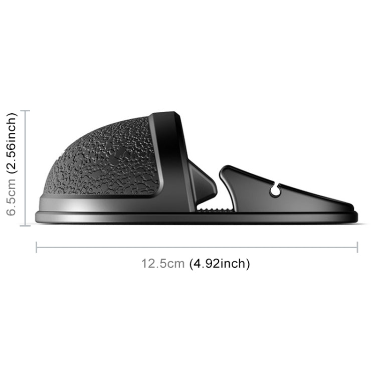 Side view of car phone cradle mount in black and gray