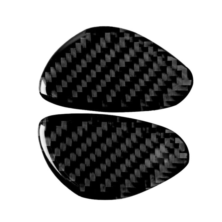 Set of black carbon-fiber curved oval trim stickers with glossy check pattern