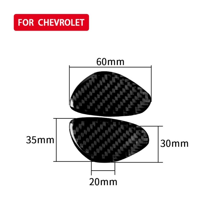 Carbon-fiber gear shift panel sticker pair with 60mm x 35mm x 20mm sizing