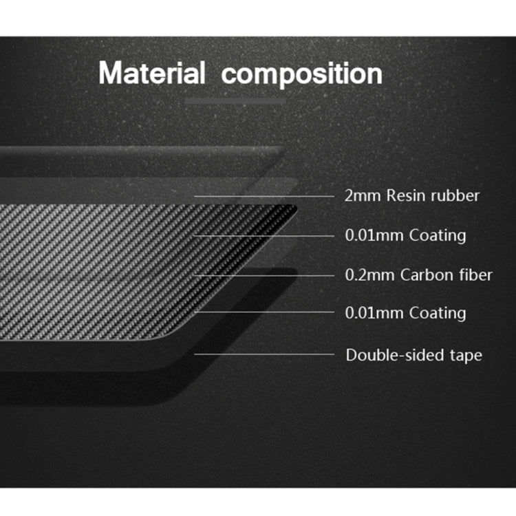 Layered carbon-fiber trim construction with resin rubber and double-sided tape