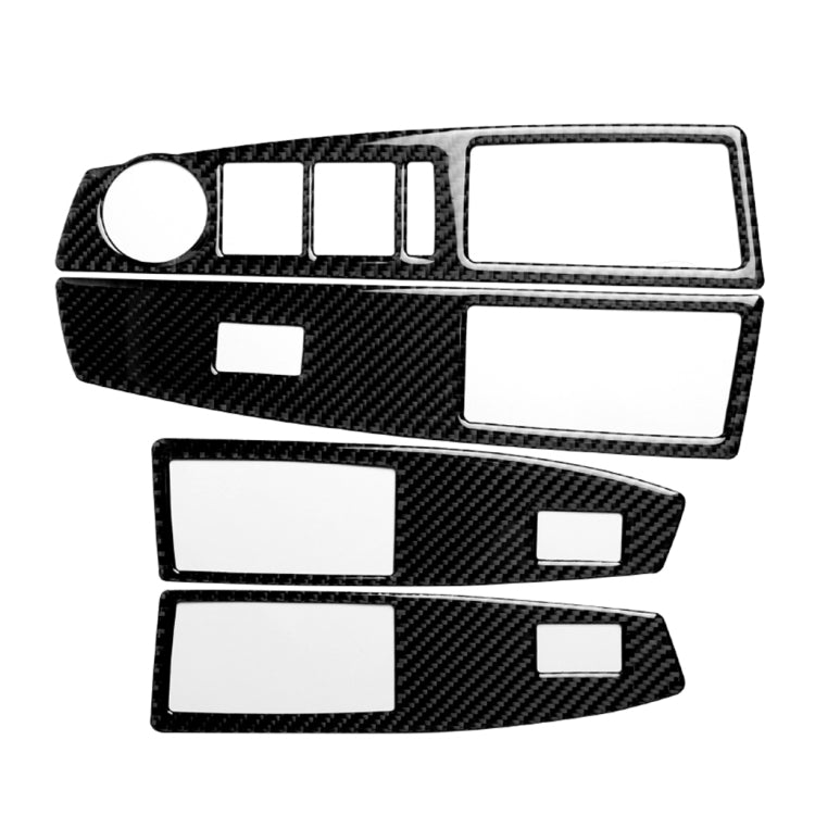 Carbon fiber-look trim sticker set for window lift switches with rectangular cutouts