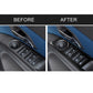 Carbon fiber-look window switch panel trim sticker installed on car door