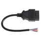 OBD2 16-pin extension cable with male plug and exposed multiwire end