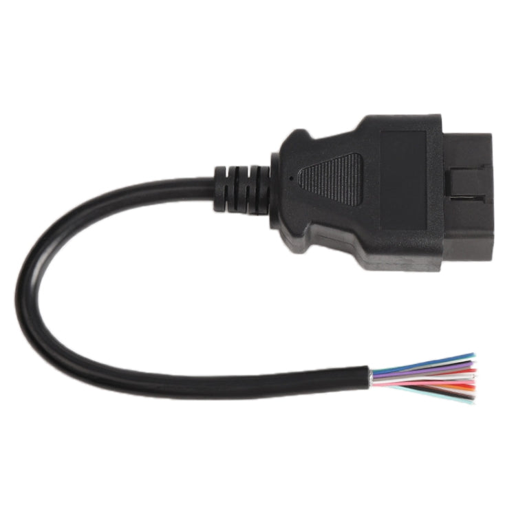 OBD2 16-pin extension cable with male plug and exposed multiwire end