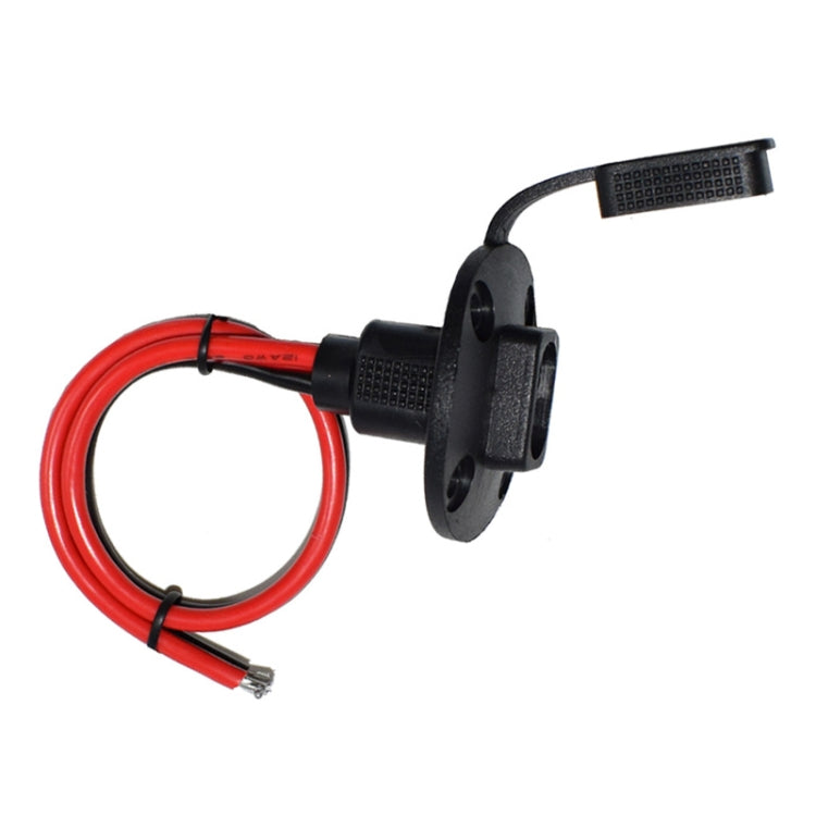 Red wire power cord with black flange mount and dust cover
