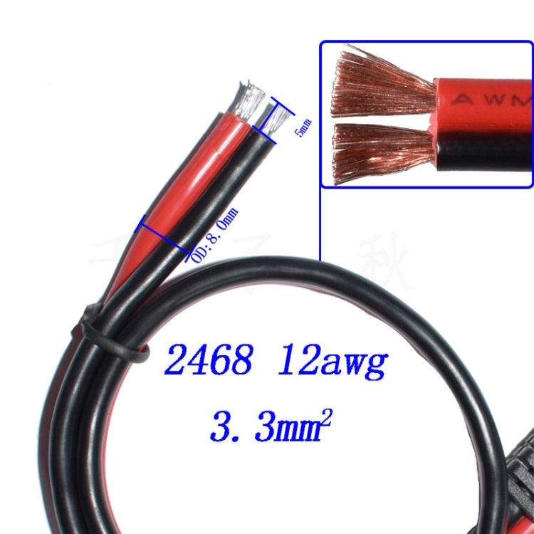 Red-and-black cable end with visible copper strands near connector