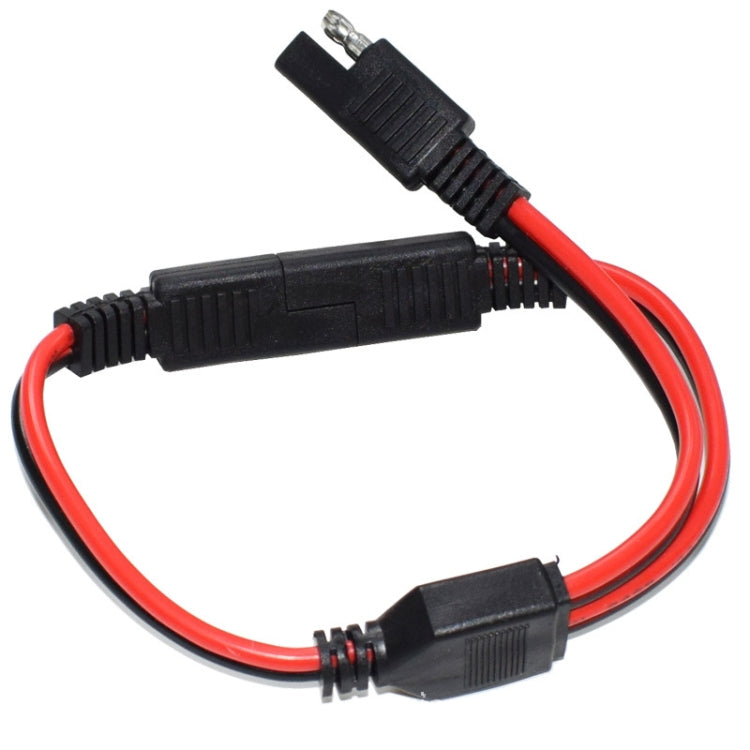 SAE one-to-two power cable with multiple black connectors and red/black wiring