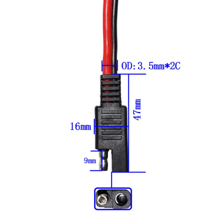 SAE cable lead with two-screw terminal end on red/black wire