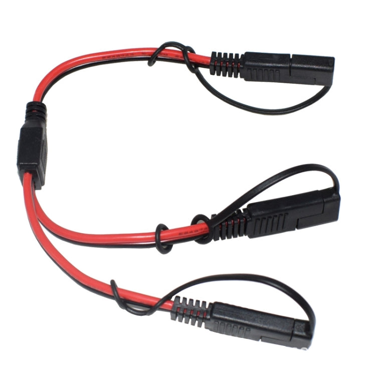 SAE one-to-two extension power cable with black/red wires and plug connectors