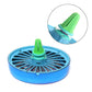 Portable car vent fan with mint-blue housing and green rotating top