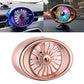 Portable car vent fan with blue-violet glowing LED ring and visible blades
