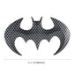Bat-shaped metal car sticker, dark gray carbon-fiber design with small mounting holes