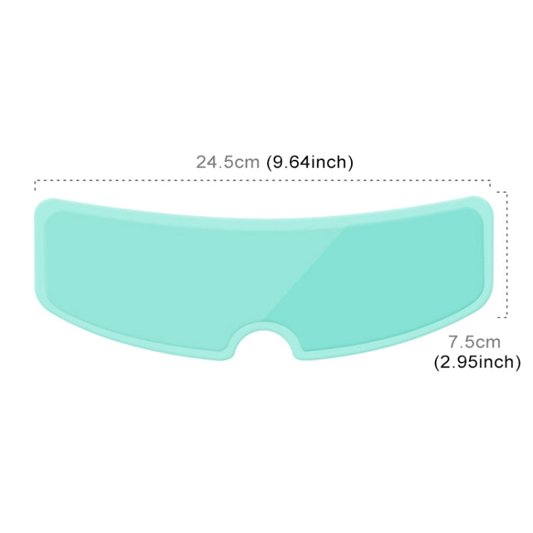 Mint green anti-fog visor film with size markings: 24.5 x 7.5 cm