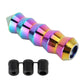 Iridescent long cone gear shift knob with 3 threaded mounting pieces
