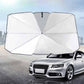 Retractable front windshield sunshade, large size, folded white accordion-style cover