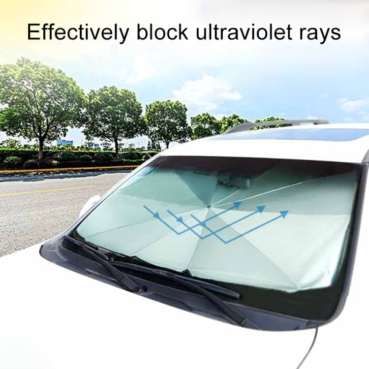 White car windshield sunshade spread across the windshield
