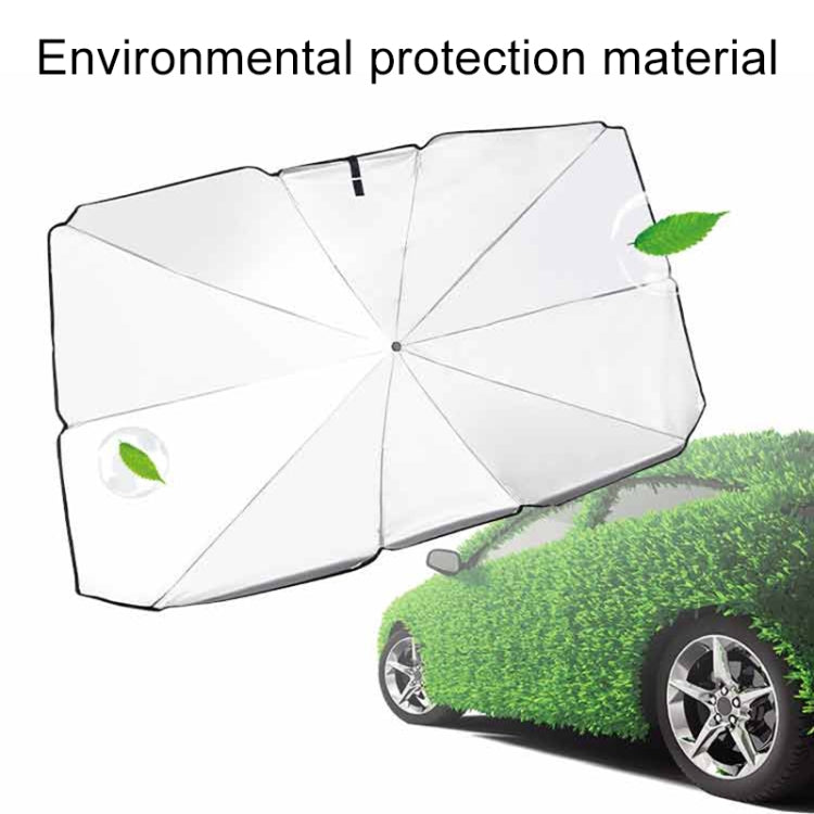 Car windshield sunshade, white folding panel with center hub and fold seams.
