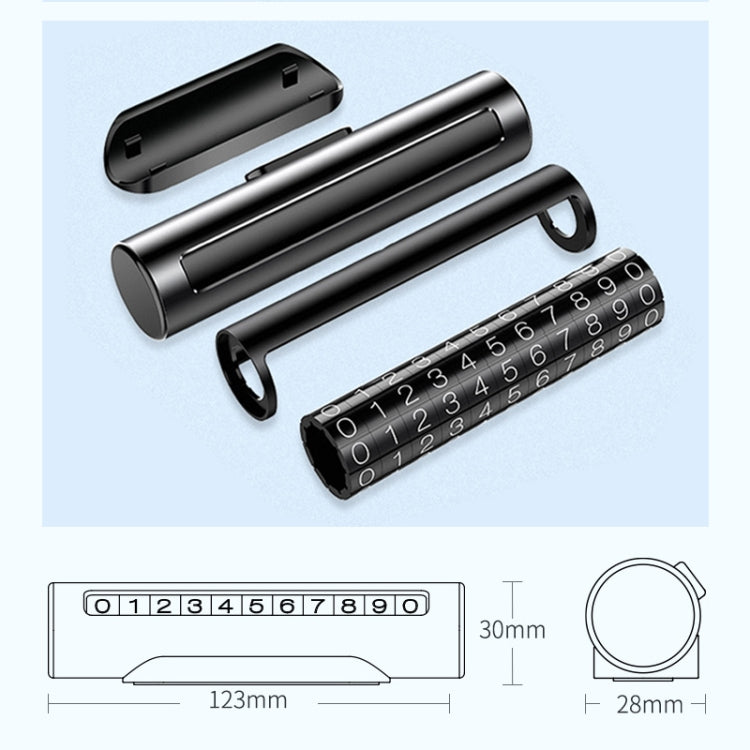 Metal parking number roller card set in black and silver with digit windows