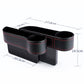 Black dual cup holder console organizer with red-stitched trim and side compartments