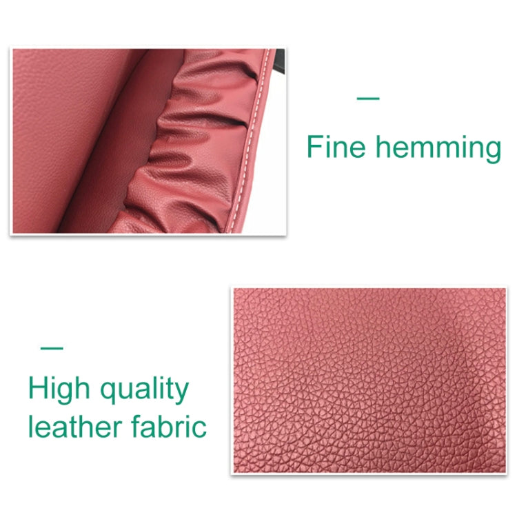 Red leather-look car seat storage bag material with neat stitched edges
