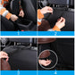 Car seat hanging storage bag in brown leather-look with straps and hanging clips