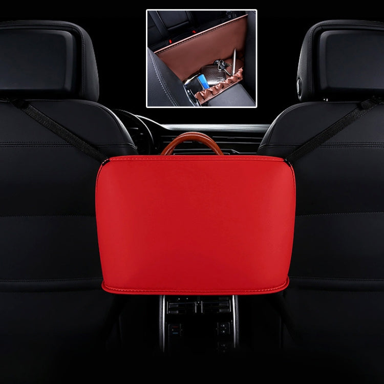 Car front seat hanging storage bag, red rectangular pouch with carrying handle