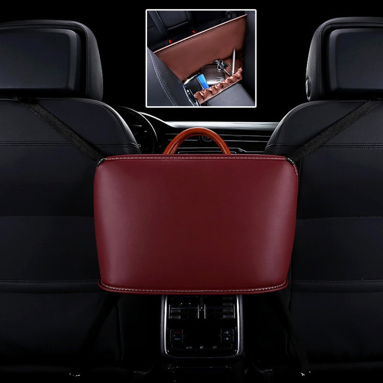 Car front seat hanging storage bag, wine red rectangular pouch with carrying handle