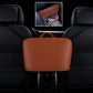 Car front seat hanging storage bag, brown rectangular pouch with carrying handle