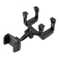 Black mirror mount bracket with three vertical supports and central tilting base