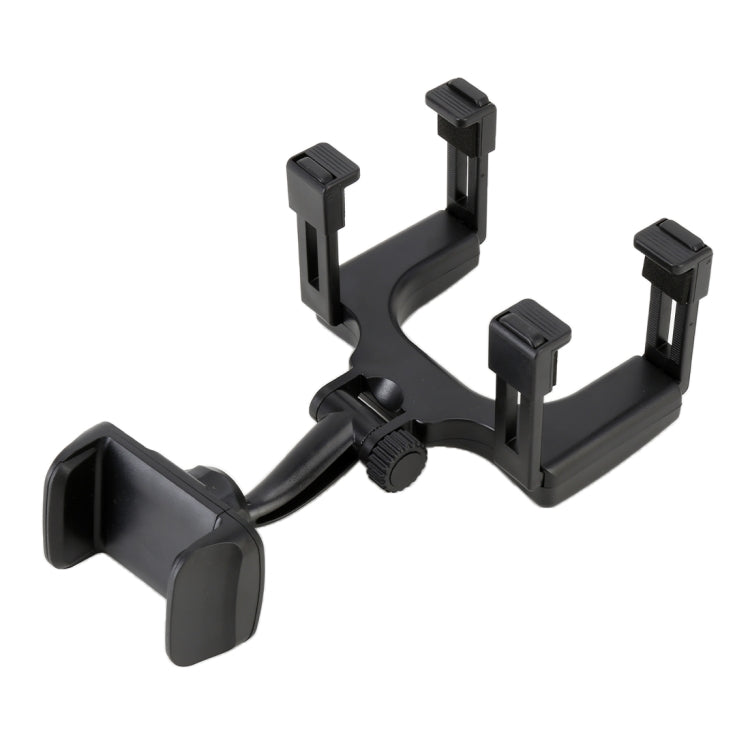 Black mirror mount bracket with three vertical supports and central tilting base
