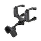 Black rearview mirror bracket with three strap-like clips and adjustable tilt joint