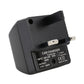 Black adapter with UK plug pins and charging label on back