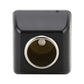 Black vehicle charger adapter with chrome-ring round socket