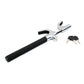Telescopic U-shape steering wheel lock with black rubberized handle and keys