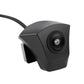 Black square front-view camera with wide-angle lens and side mounting clip