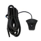 Car camera kit with black camera unit and long coiled wiring harness and connector