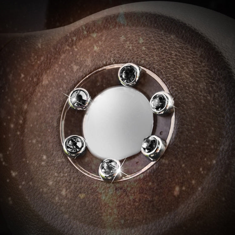 Car diamond sticker set circular ring with six blue crystal studs and silver wire frame